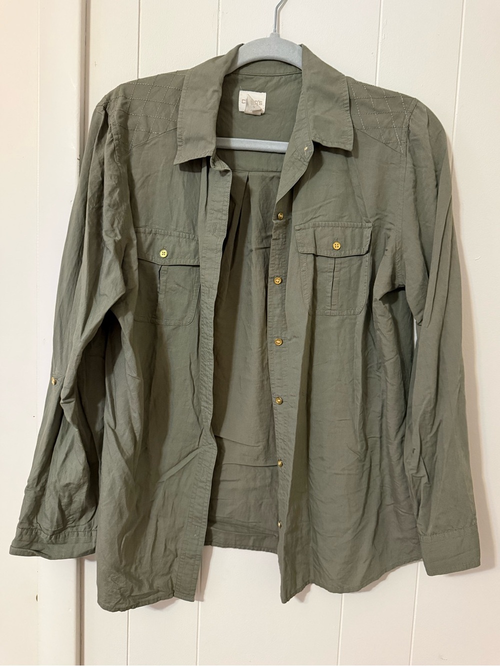 Chico's Olive Green Button-Front Women's Shirt